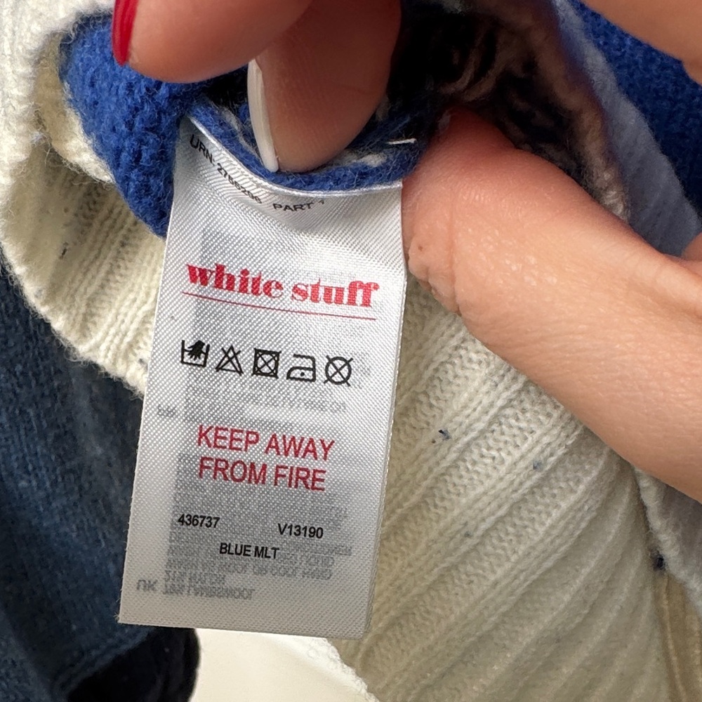NWT White Stuff Lambswool Blue Patterned Sweater … - image 4